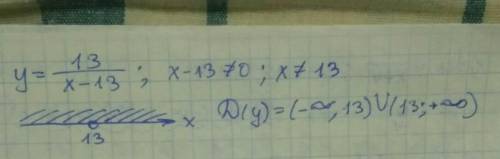 Знайти область визначення функції y=13/(x-13)​