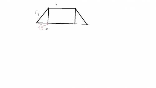 Найдите высоту равнобокой трапеции, если её основания равны 37 см и 7 см, а боковая сторона 17 см.