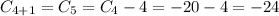 C _{4+1} = C _{5} = C _{4} - 4 = - 20 - 4 = - 24