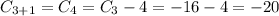 C _{3+1}= C _{4} = C _{3}- 4 = - 16 - 4 = - 20