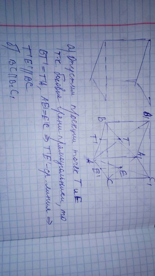 На рисунке 25 , а зображена треугольная призма abca1b1c1. т и e точка пересечения диагоналей грани a