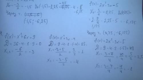 2. найти координаты вершины параболы f(х) = 6х2 – 24 х + 4 f(х) = х2 +6х+9 f(х) = х2 +3х – 4 f(х) =