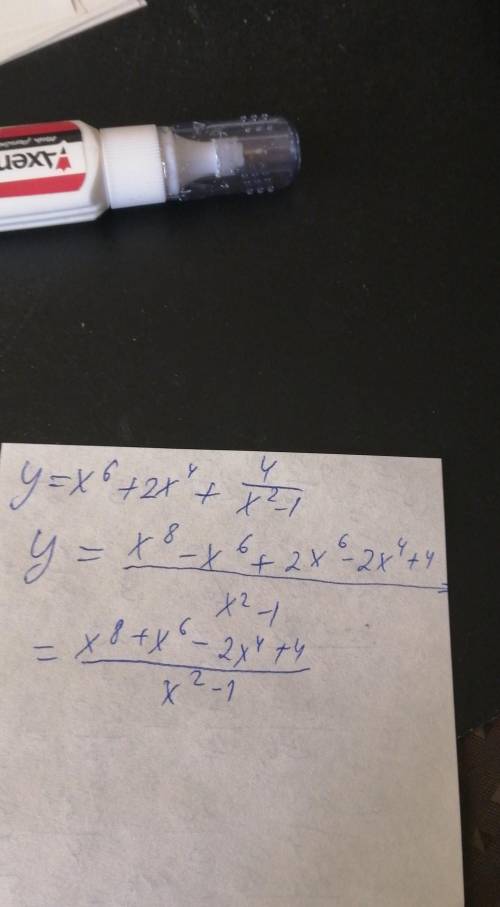 Знайдіть похідну функції y= x^6+2x^4 +4/x^2-1