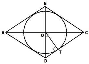 Диагонали ромба abcd пересекаются в точке о окружность с центром в точке о и радиусом равным 2 см ка