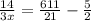 \frac{14}{3x} = \frac{611}{21} - \frac{5}{2}