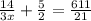 \frac{14}{3x} + \frac{5}{2} = \frac{611}{21}