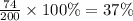 \frac{74}{200} \times 100\% = 37\%