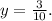 y=\frac{3}{10}.