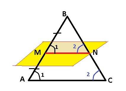 1. через середину м сторони ав трикутника авс проведено площину, яка паралельна, прямій ас і перетин