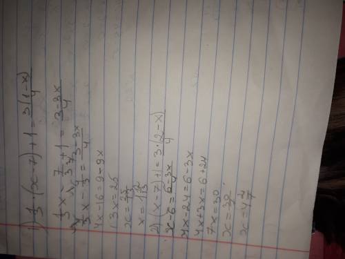 1/3(x-7)+1=3(1-x)/4 (значок палочка типо дробь дробь одна третья • (х-7)+1=3•(2-х)/4 - это дробь в в