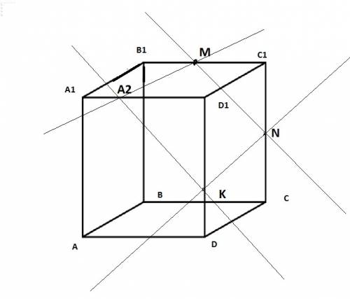 Дан куб abcda1b1c1d1 точки м и n середины рёбер b1c1 и cc1 соответственно. к принадлежит dd1, kd: kd