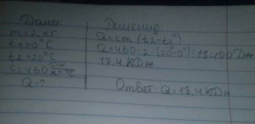 Какое q необходимо, чтобыьрастопить 2кг железа взятого при 20 градусах