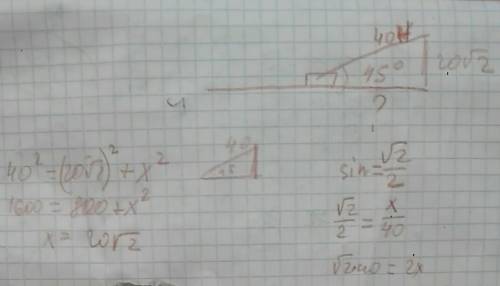 Игрушечную машинку тянут за веревку под углом 45 градусов к земле. вычисли горизонтальную проекцию с