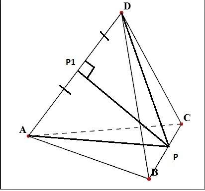 Ребро правильного тетраэдра равно 4 см. bp=pc. sdap?