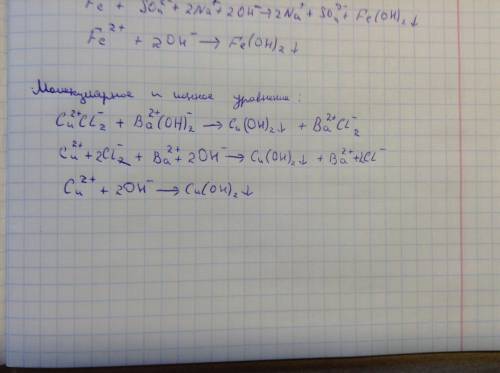 Составьтн уравнение реакций в молекулярной и ионной формах: cucl2+ba (oh)2