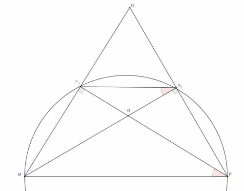 Востроугольном треугольнике mnp проведены высоты mm1 и pp1. докажите , что mm1p1=mpp1 напишите с пол