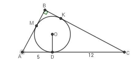 Впрямоугольный треугольник авс вписана окружность, которая соприкасается с гипотенузой треугольника