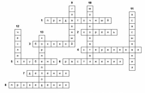 Составьте кроссворд на тему вегетативные органы нужно 15 слов