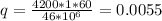 q = \frac{4200*1*60}{46*10^6} = 0.0055