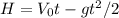 H=V_{0}t-gt^{2} /2