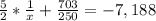 \frac{5}{2}* \frac{1}{x} + \frac{703}{250} =-7,188