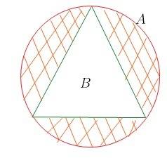 Мішень має вигляд круга, в який вписано правильний трикутник. яка ймовірність не поцілити в трикутни