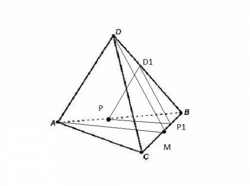 Abcd- правильный тетраэдр. точка м середина ребра вс, а точка р делит ребро ав в отношении ар: рв =