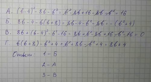 Установите соответствие между утверждениями (1-3) и выражениями (а-г), для которого это утверждение