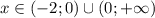 x \in(-2;0) \cup(0;+\infty)