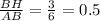 \frac{BH}{AB} = \frac{3}{6} =0.5