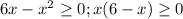 6x-x^2 \geq 0; x(6-x) \geq 0