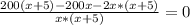 \frac{200(x+5)-200x-2x*(x+5)}{x*(x+5)} =0