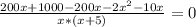 \frac{200x+1000-200x-2 x^{2} -10x}{x*(x+5)} =0