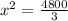 x^{2} = \frac{4800}{3}