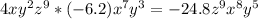 4xy^2z^9*(-6.2)x^7y^3=-24.8z^9x^8y^5