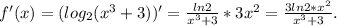 f'(x)=(log_2{(x^3+3))'= \frac{ln2}{x^3+3} *3x^2=\frac{3ln2*x^2}{x^3+3}.