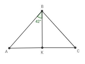 Задан равнбдр треу-ник авс с основанием ас=15см. отрезок вк биссектриса ,уголавк=42градусам. найдите
