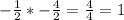 -\frac{1}{2}* -\frac{4}{2}= \frac{4}{4}=1&#10;