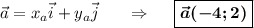 \vec a=x_a\vec i +y_a\vec j\ \ \ \ \ \Rightarrow\ \ \ \ \boxed{\boldsymbol{\vec a(-4;2)}}