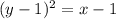 (y-1)^2=x-1