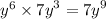 {y}^{6} \times {7y}^{3} = {7y}^{9}