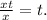 \frac{xt}{x}=t.