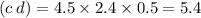 ( c \: d) = 4.5 \times 2.4 \times 0.5 = 5.4