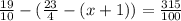 \frac{19}{10} - ( \frac{23}{4} -( x+1 )) = \frac{315}{100}