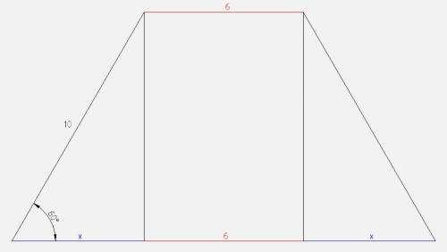 Вравнобедренной трапеции известны угол при основании=65градусов, боковая сторона=10 и меньшее основа