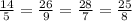 \frac{14}{5} = \frac{26}{9} = \frac{28}{7} = \frac{25}{8}