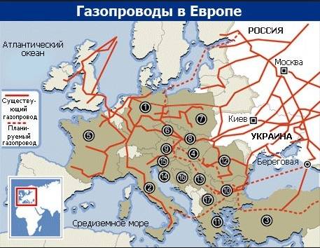 Схема трубопроводов европы: нефтепроводы и газопроводы