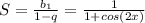 S = \frac{b_1}{1 - q} = \frac{1}{1 + cos(2x)}