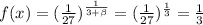 f(x) = (\frac{1}{27})^{ \frac{1}{3+ \beta } } = (\frac{1}{27})^{ \frac{1}{3} } = \frac{1}{3}