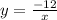 y = \frac{ - 12}{x}